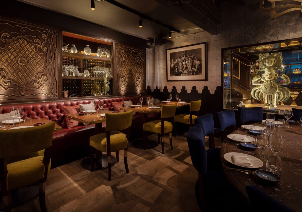 Warm restaurant lighting